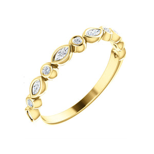 Marquise and Round 0.25 Carat Diamond Stack Band in White, Yellow or Rose Gold - Talisman Collection Fine Jewelers