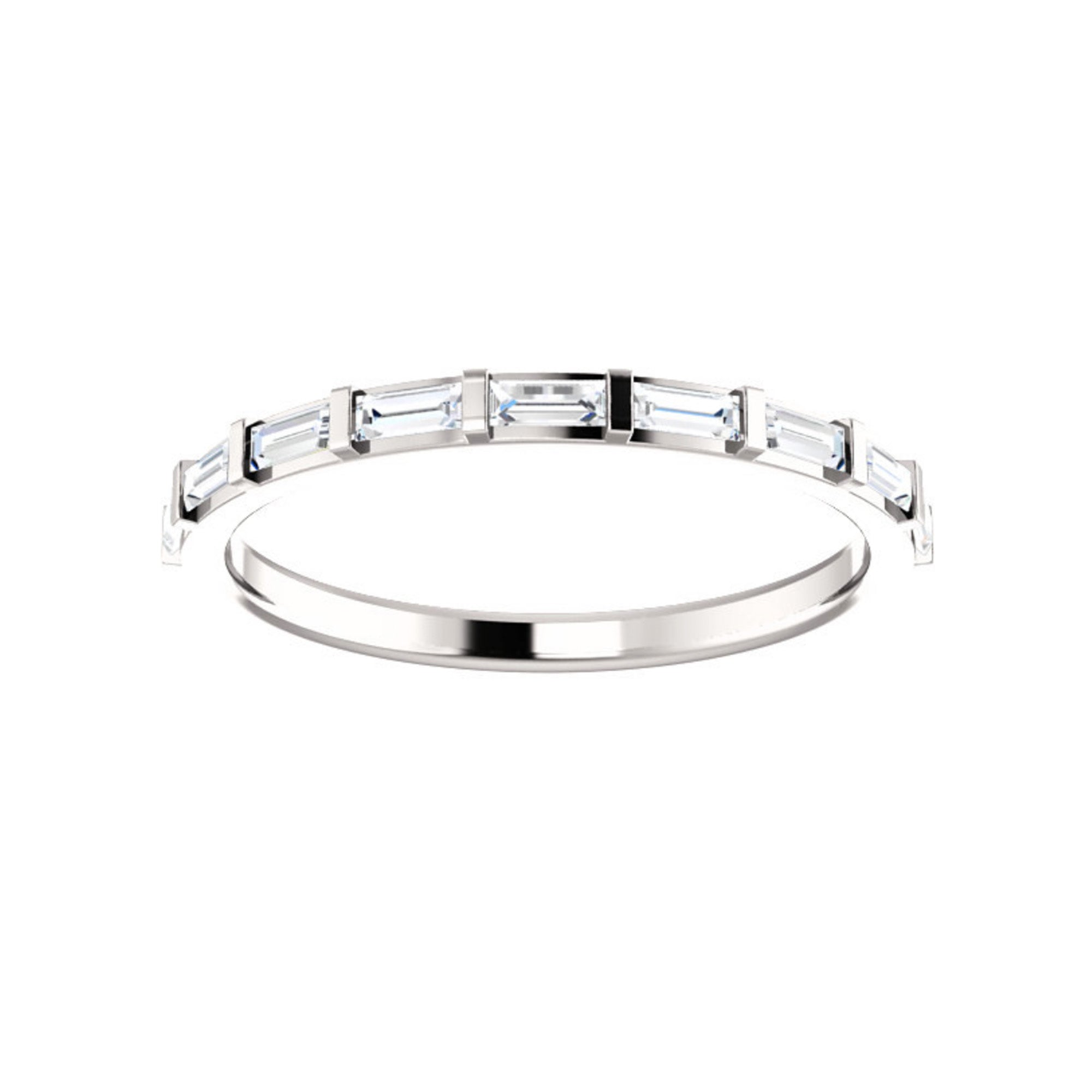 Straight Baguette Diamond Stack Band in White, Yellow or Rose Gold - Talisman Collection Fine Jewelers