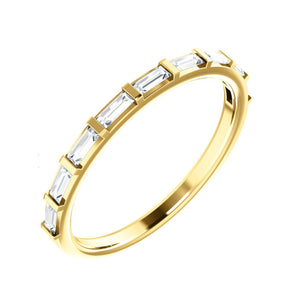 Straight Baguette Diamond Stack Band in White, Yellow or Rose Gold - Talisman Collection Fine Jewelers