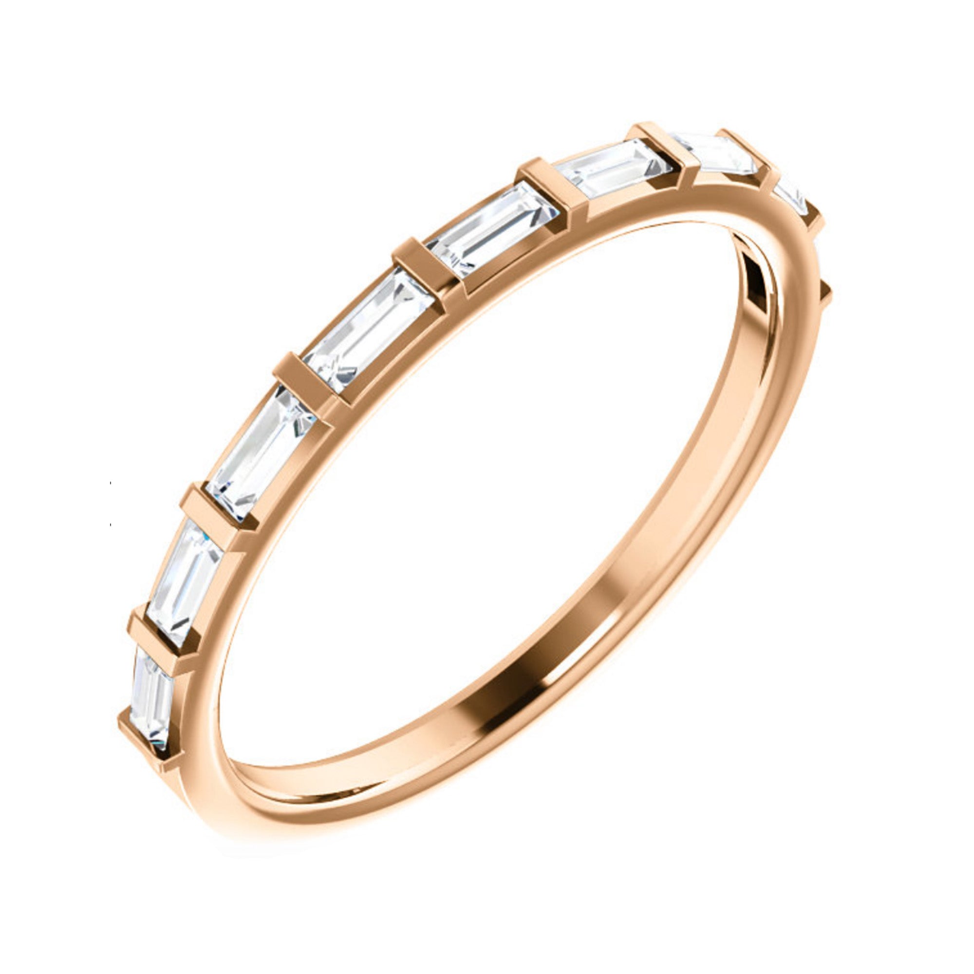 Straight Baguette Diamond Stack Band in White, Yellow or Rose Gold - Talisman Collection Fine Jewelers