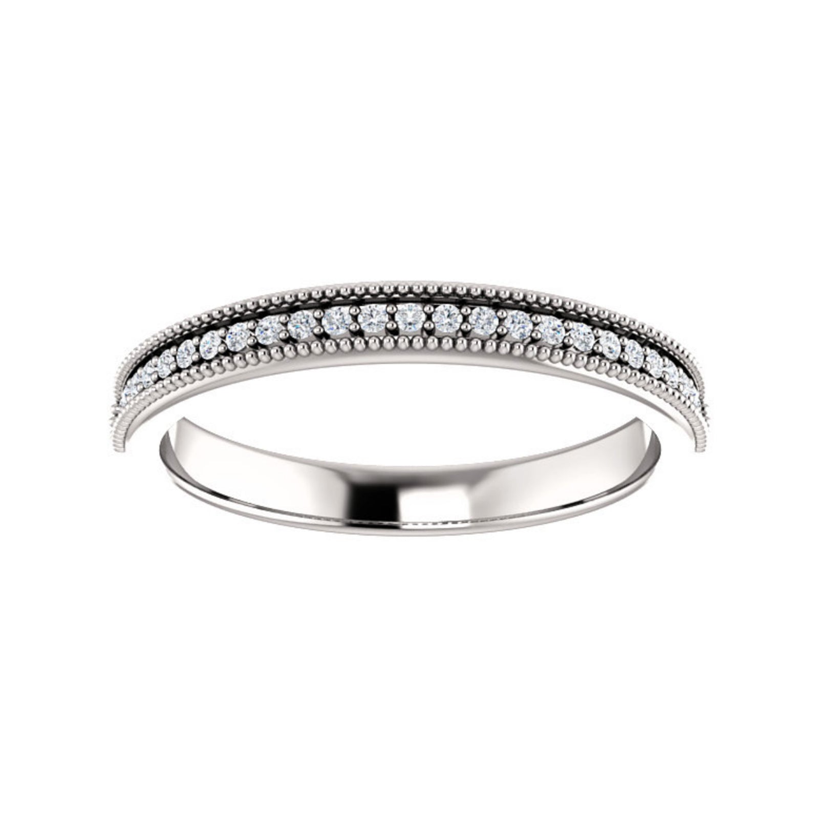 Beaded Milgrain Diamond Stack Band in White, Yellow or Rose Gold - Talisman Collection Fine Jewelers