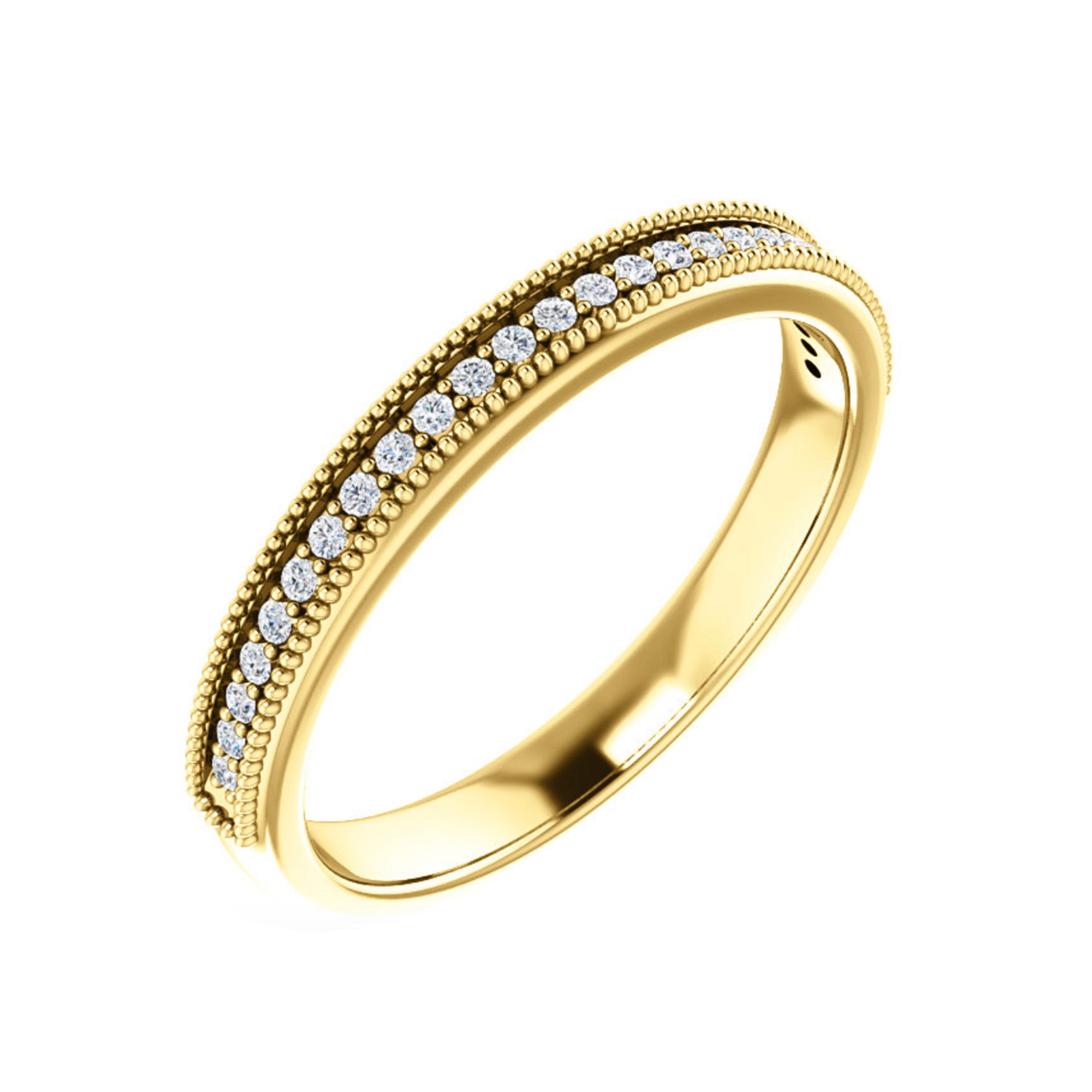 Beaded Milgrain Diamond Stack Band in White, Yellow or Rose Gold - Talisman Collection Fine Jewelers