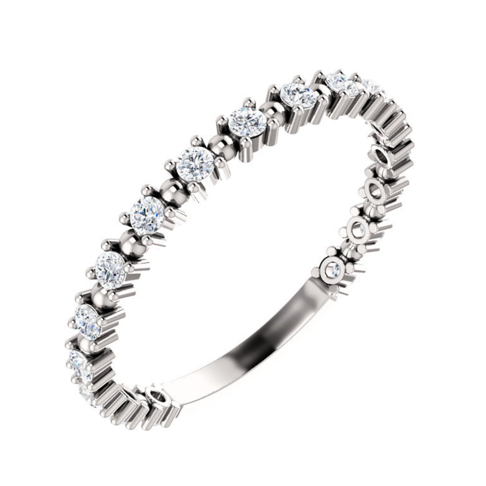 Diamond Beaded Stack Band in White, Yellow or Rose Gold - Talisman Collection Fine Jewelers