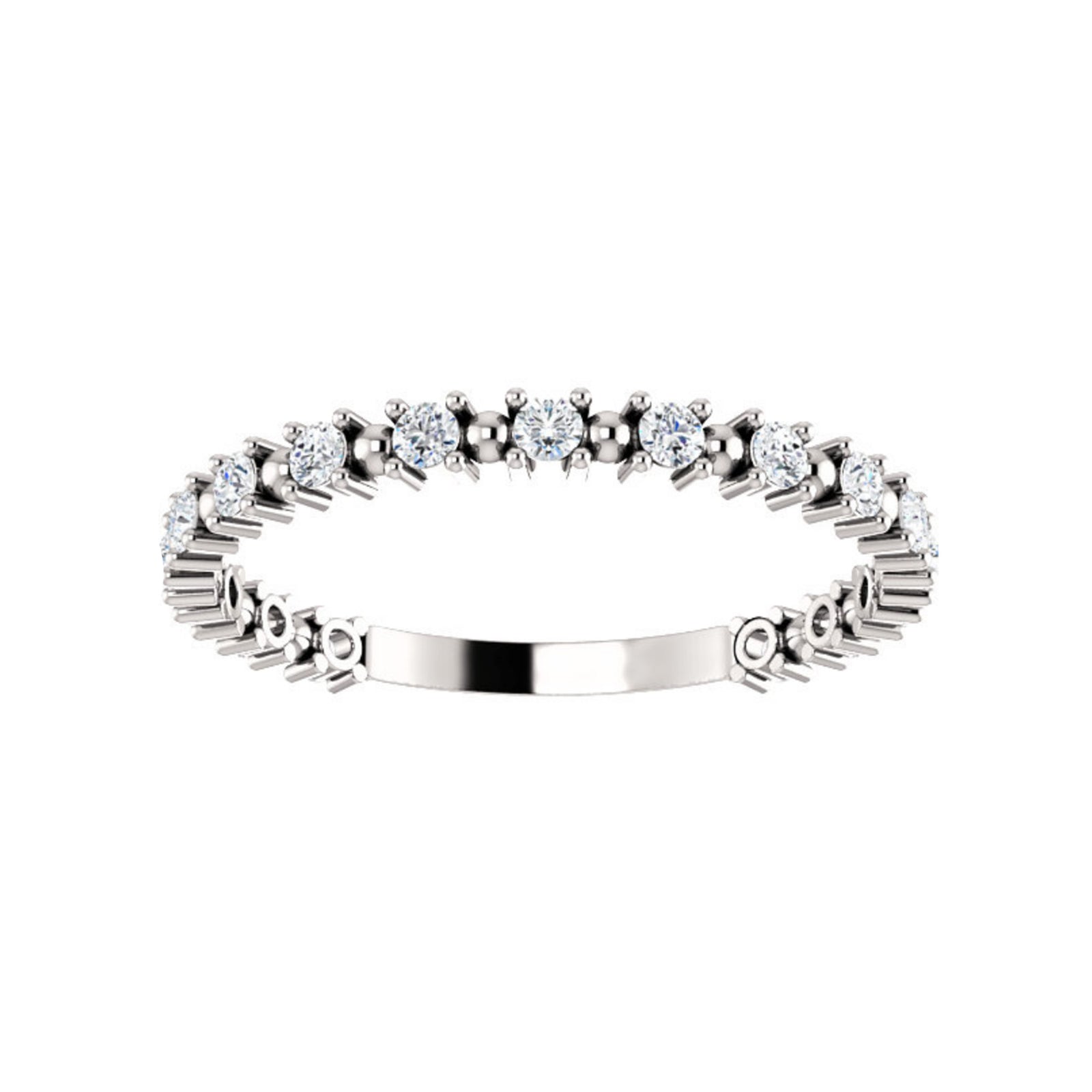 Diamond Beaded Stack Band in White, Yellow or Rose Gold - Talisman Collection Fine Jewelers