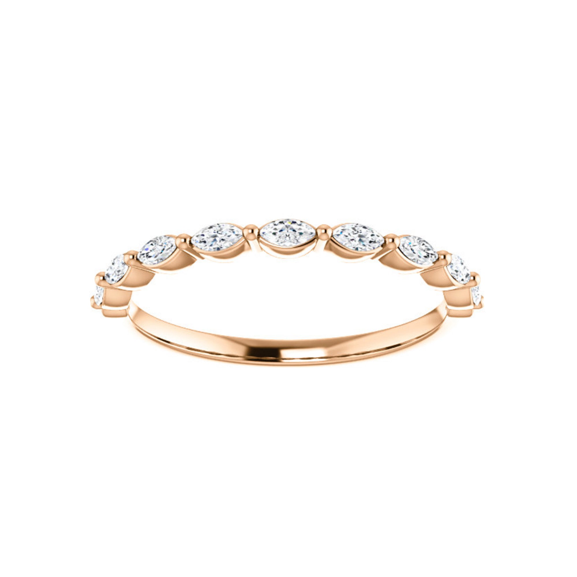 Marquise Diamond Stack Band in White, Yellow or Rose Gold - Talisman Collection Fine Jewelers