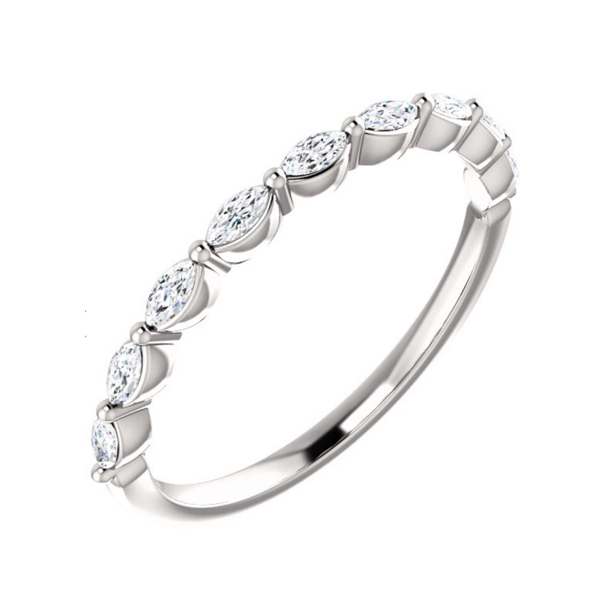 Marquise Diamond Stack Band in White, Yellow or Rose Gold - Talisman Collection Fine Jewelers