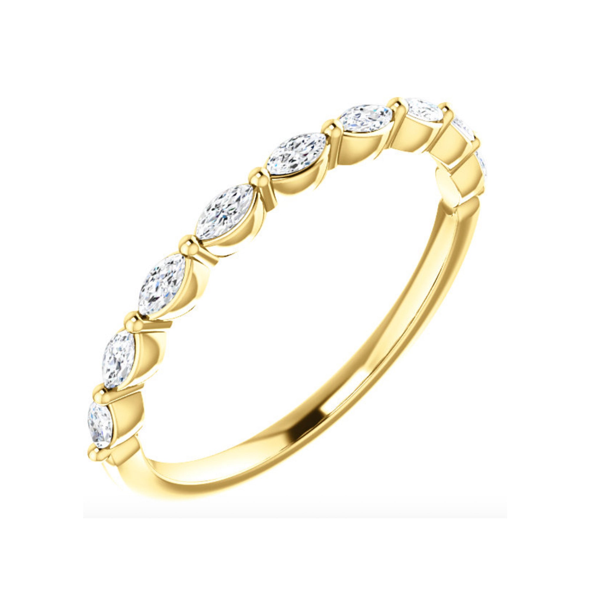 Marquise Diamond Stack Band in White, Yellow or Rose Gold - Talisman Collection Fine Jewelers