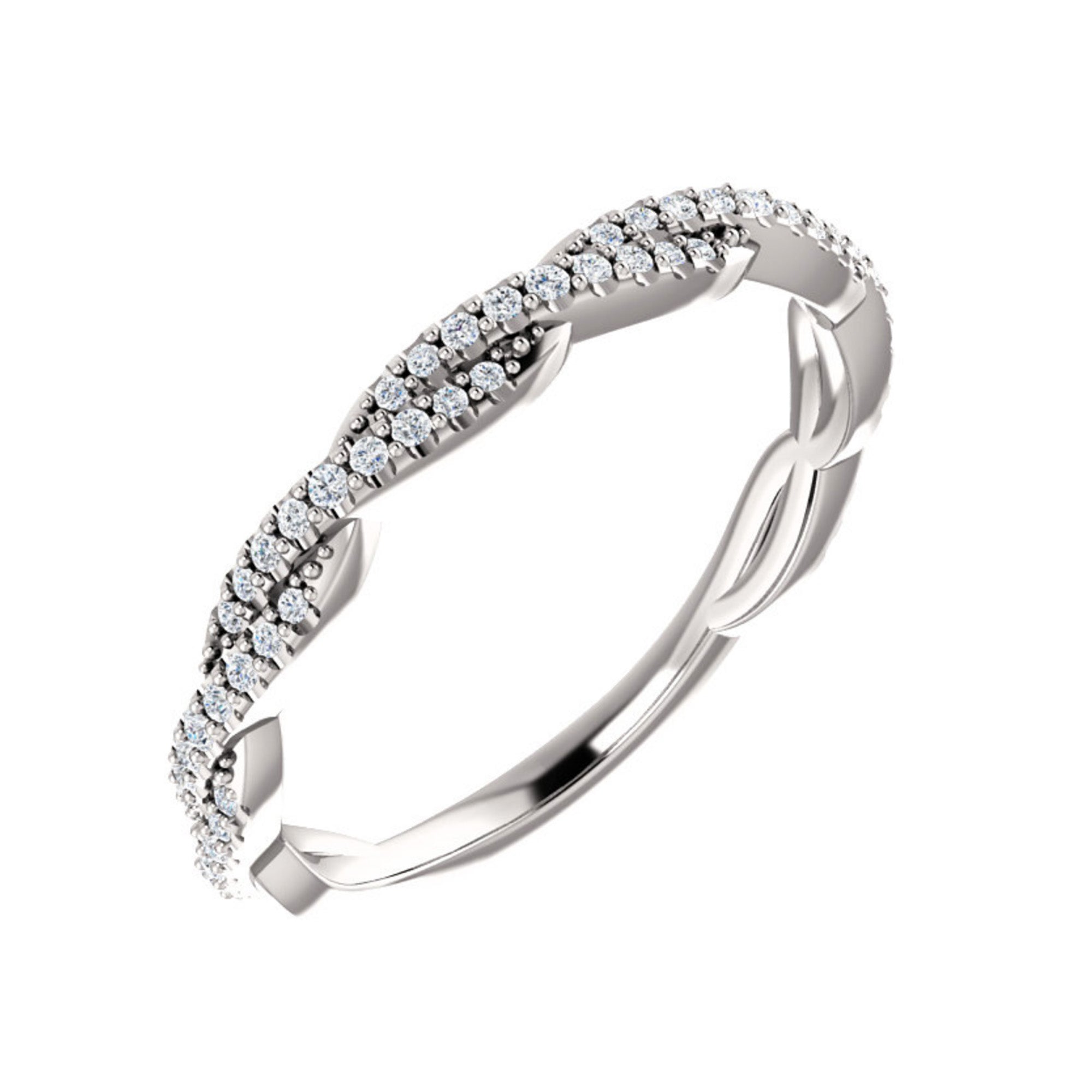 Diamond Twist Anniversary Band in White, Yellow or Rose Gold - Talisman Collection Fine Jewelers