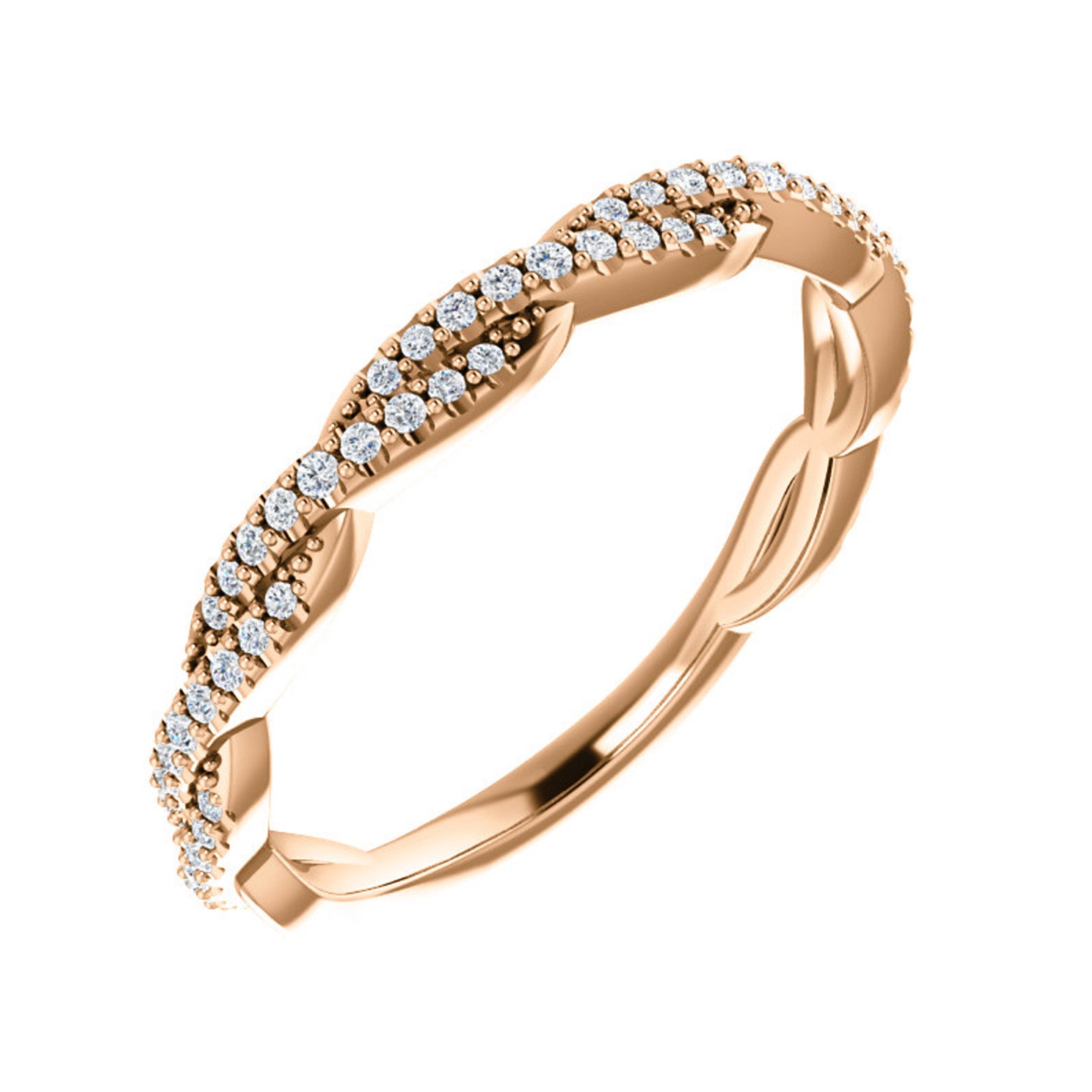 Diamond Twist Anniversary Band in White, Yellow or Rose Gold - Talisman Collection Fine Jewelers