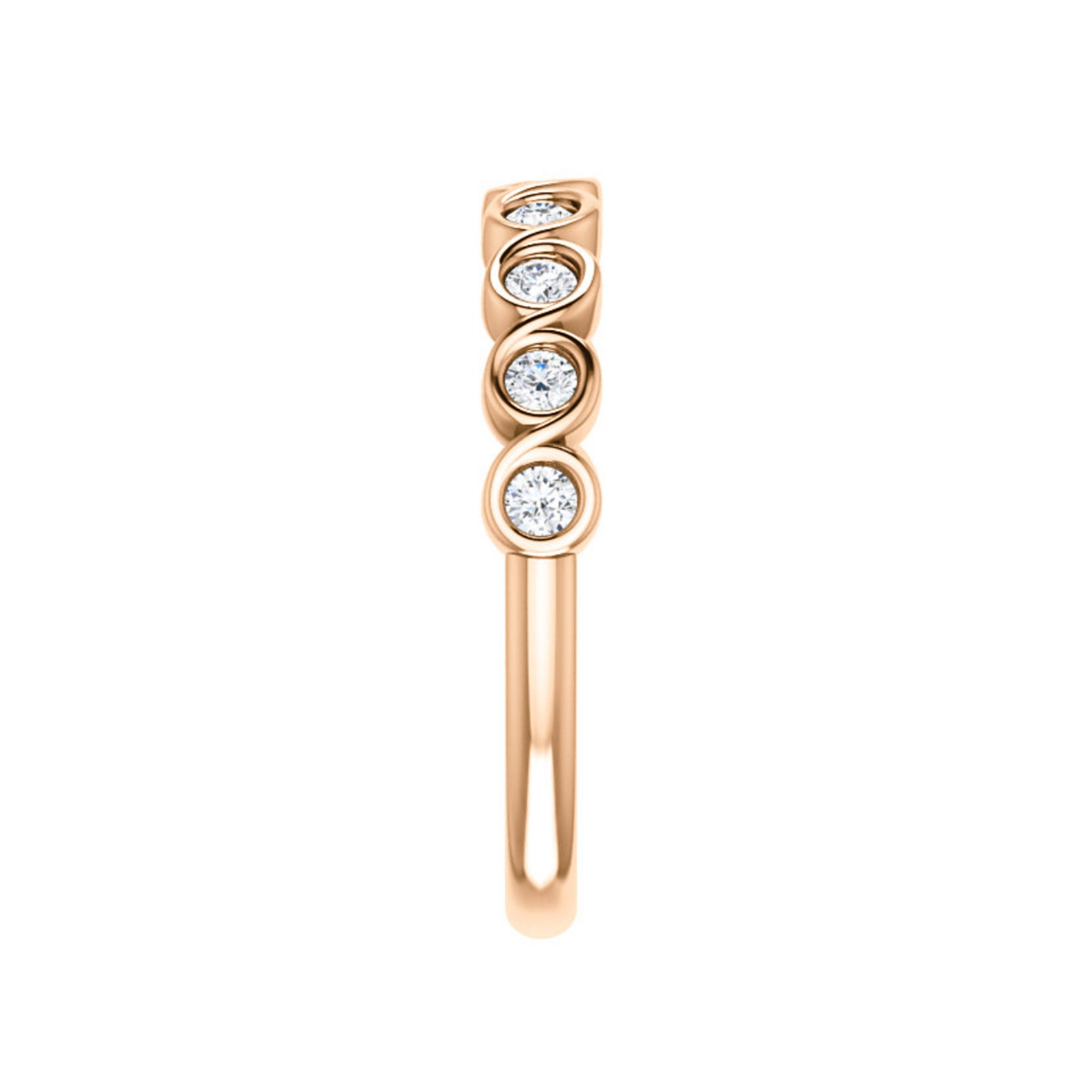 Round Bezel Set Flow 0.25 Carat Diamond Stack Band in White, Yellow or Rose Gold - Talisman Collection Fine Jewelers