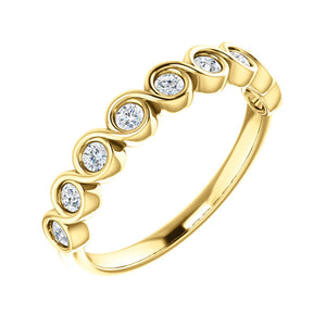 Round Bezel Set Flow 0.25 Carat Diamond Stack Band in White, Yellow or Rose Gold - Talisman Collection Fine Jewelers