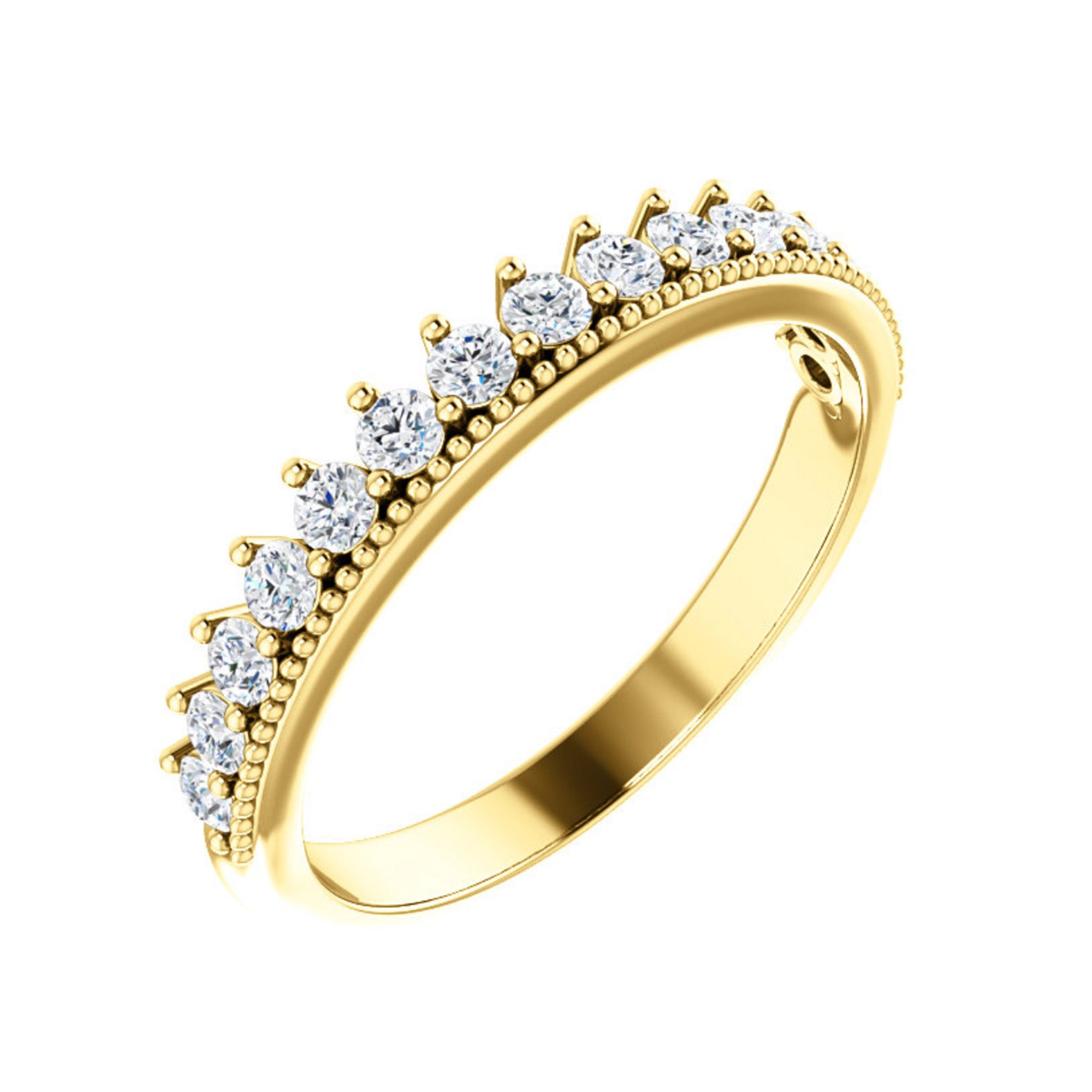 Diamond Crown Stack Band in White, Yellow or Rose Gold - Talisman Collection Fine Jewelers