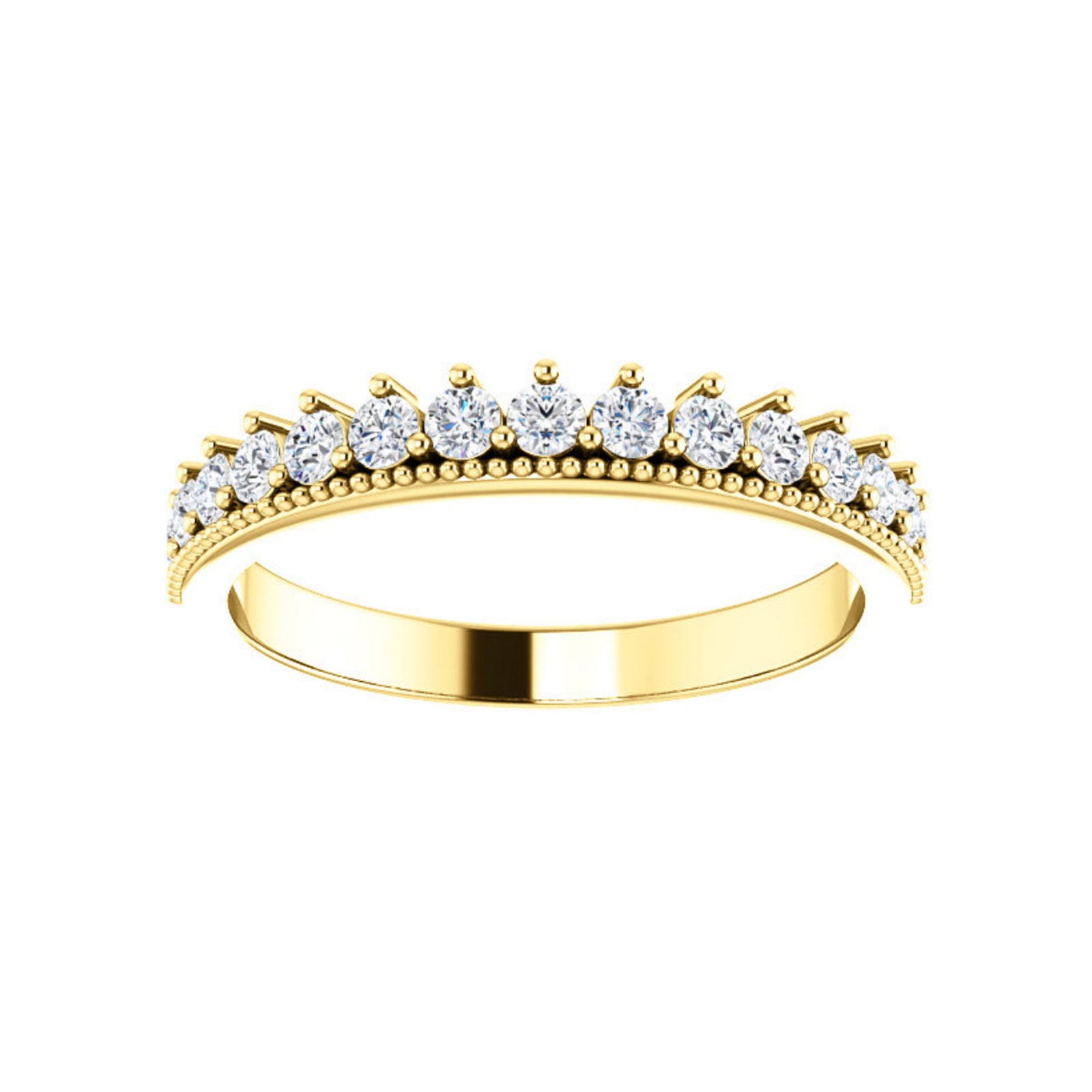 Diamond Crown Stack Band in White, Yellow or Rose Gold - Talisman Collection Fine Jewelers