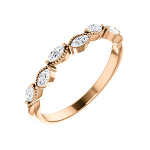 Marquise Beaded Flow 0.33 Carat Diamond Stack Band in White, Yellow or Rose Gold - Talisman Collection Fine Jewelers