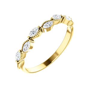 Marquise Beaded Flow 0.33 Carat Diamond Stack Band in White, Yellow or Rose Gold - Talisman Collection Fine Jewelers
