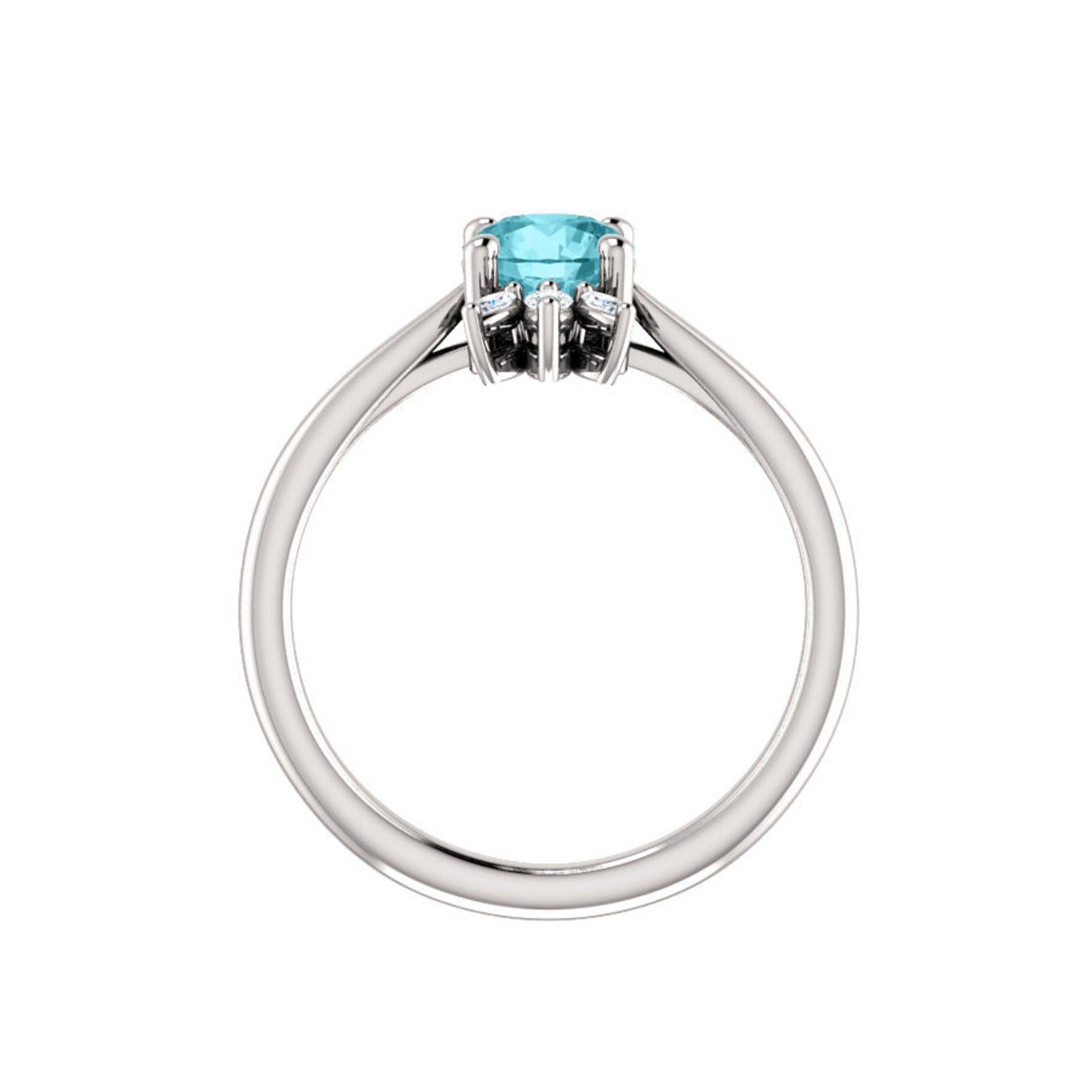 Custom 14k Gold Gemstone and Marquise Diamond Halo Ring - Talisman Collection Fine Jewelers