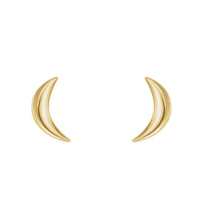 Crescent Moon Stud Earrings in Gold, Platinum or Sterling Silver - Talisman Collection Fine Jewelers