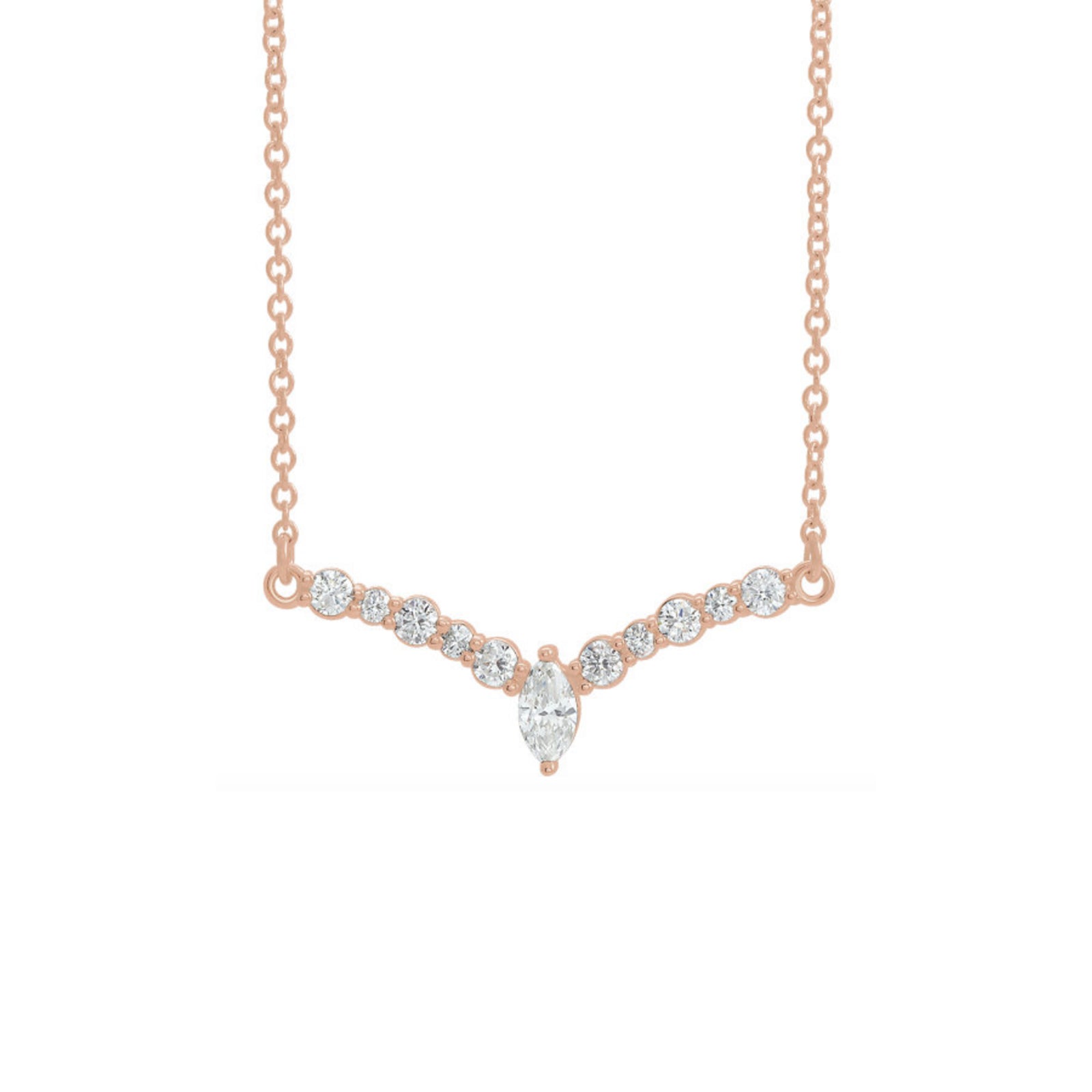 Diamond "V" Necklace in White, Yellow or Rose Gold - Talisman Collection Fine Jewelers