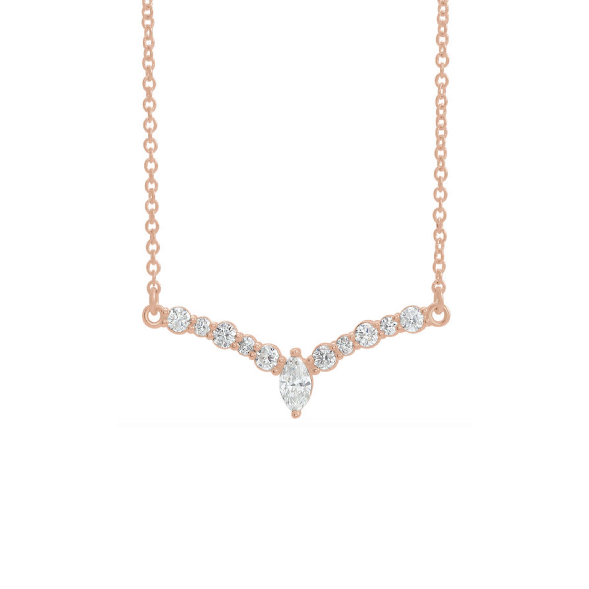 Diamond "V" Necklace in White, Yellow or Rose Gold - Talisman Collection Fine Jewelers