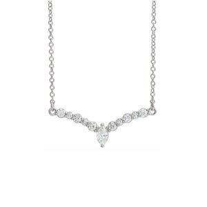 Diamond "V" Necklace in White, Yellow or Rose Gold - Talisman Collection Fine Jewelers