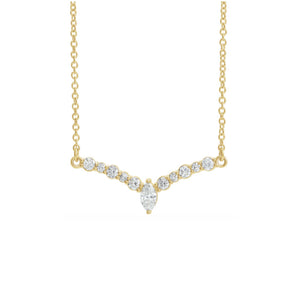 Diamond "V" Necklace in White, Yellow or Rose Gold - Talisman Collection Fine Jewelers