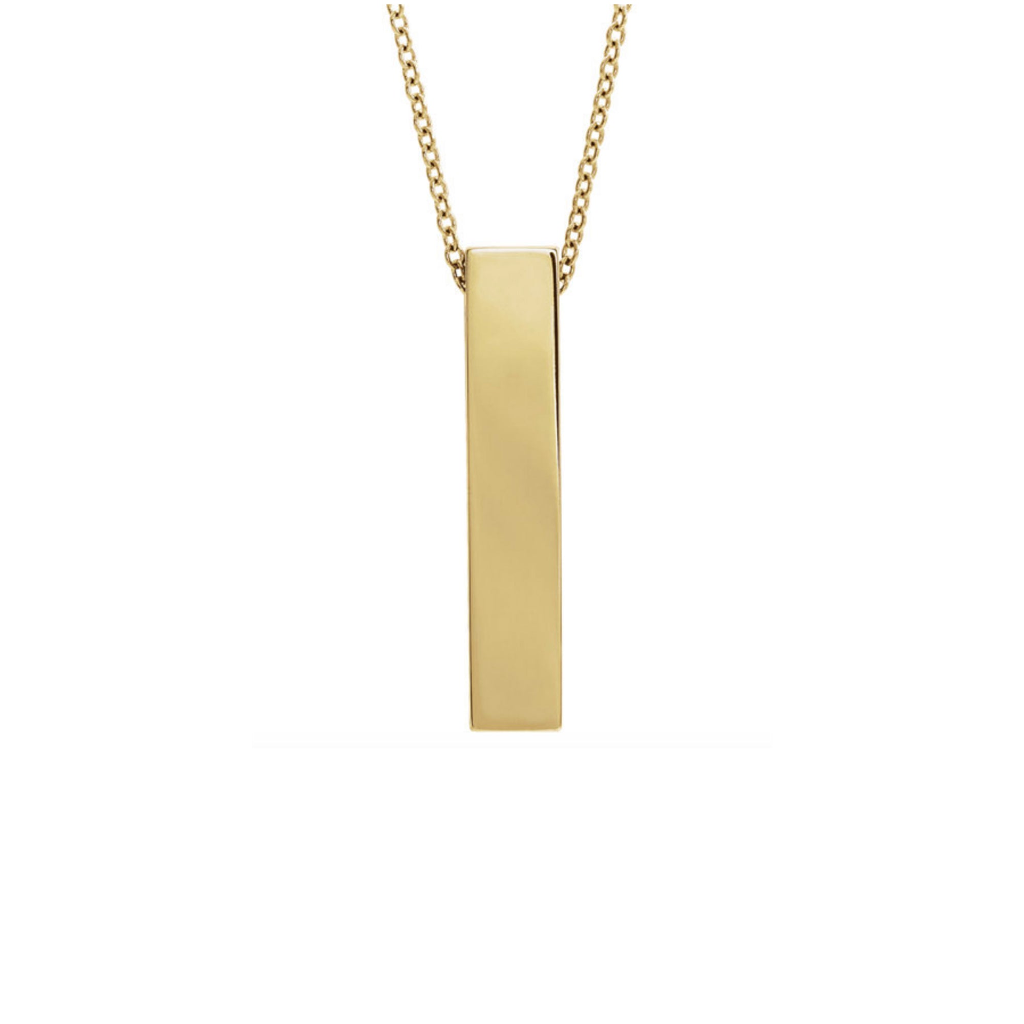 Custom Engravable Vertical Bar Necklace in White, Yellow or Rose Gold - Talisman Collection Fine Jewelers