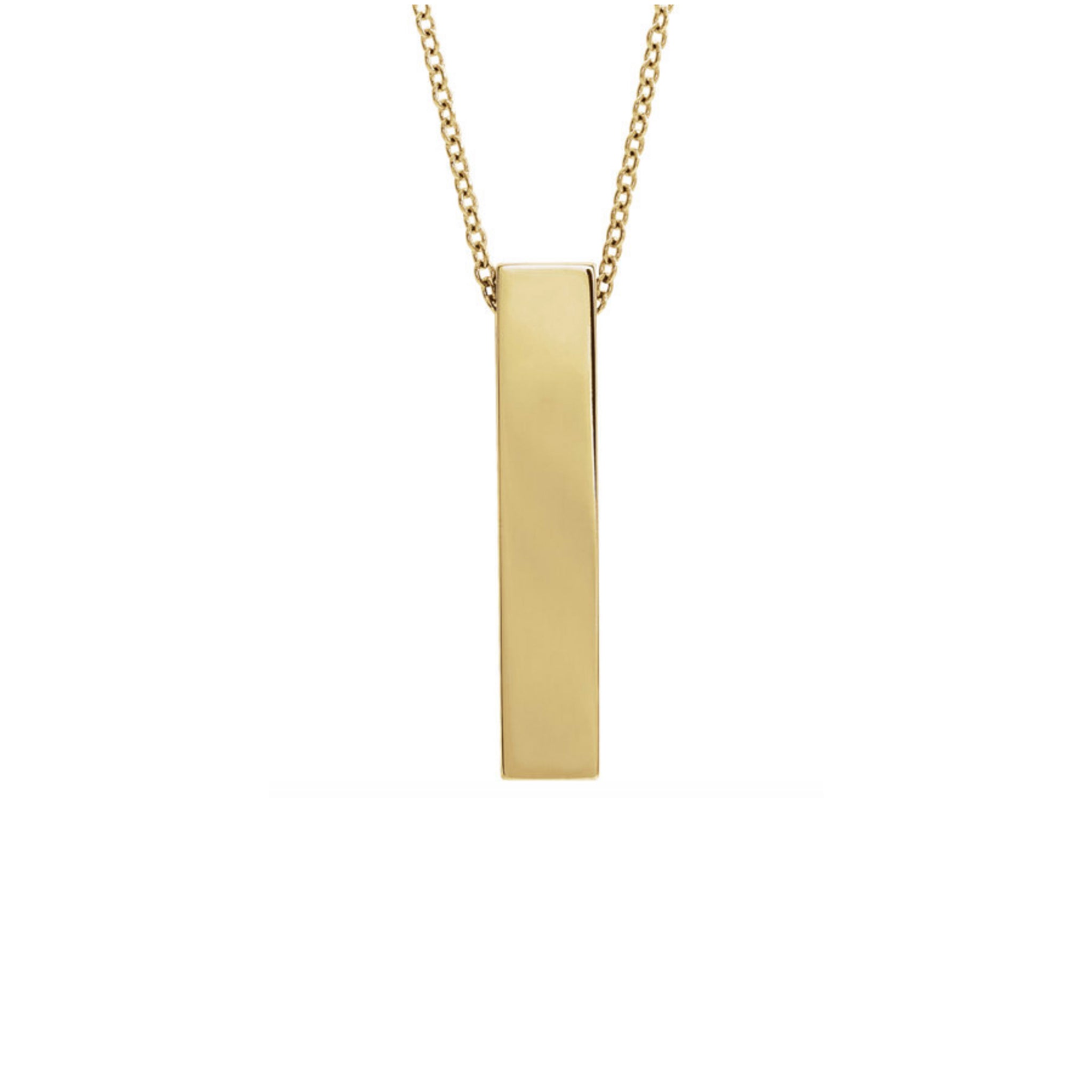 Custom Engravable Vertical Bar Necklace in White Yellow or Rose Gold