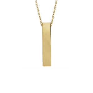 Custom Engravable Vertical Bar Necklace in White, Yellow or Rose Gold - Talisman Collection Fine Jewelers