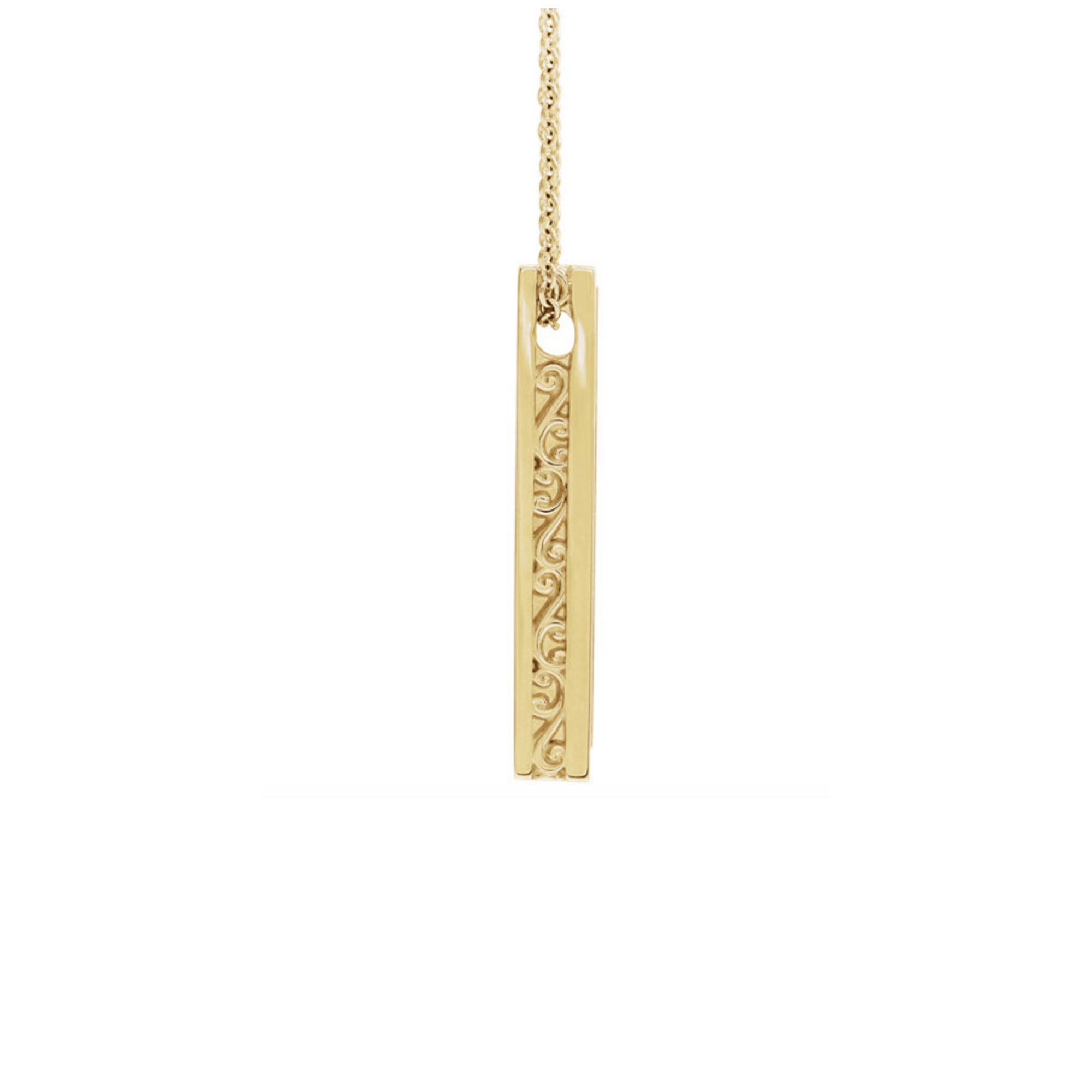 Custom Engravable Vertical Bar Necklace in White, Yellow or Rose Gold - Talisman Collection Fine Jewelers