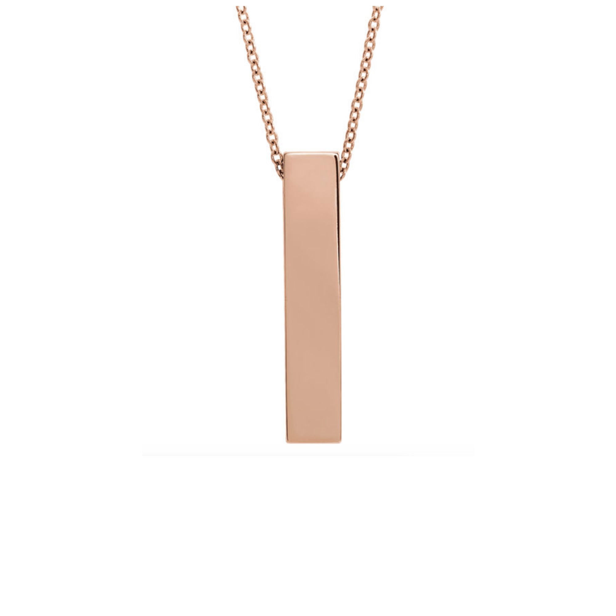 Custom Engravable Vertical Bar Necklace in White, Yellow or Rose Gold - Talisman Collection Fine Jewelers