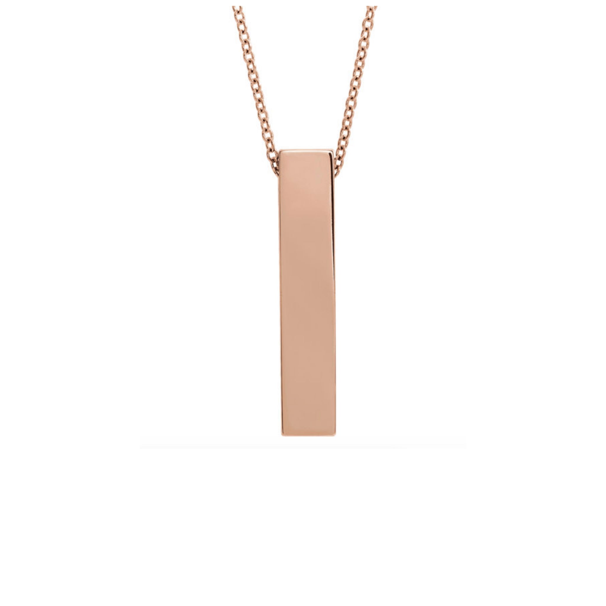 Custom Engravable Vertical Bar Necklace in White Yellow or Rose Gold