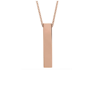 Custom Engravable Vertical Bar Necklace in White, Yellow or Rose Gold - Talisman Collection Fine Jewelers