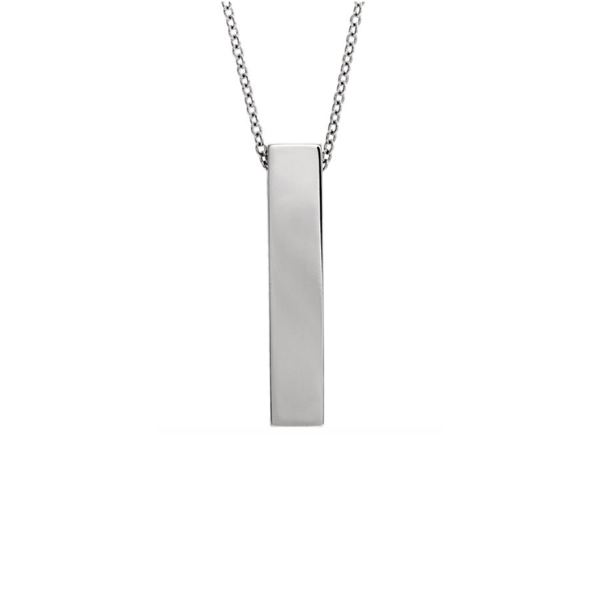 Custom Engravable Vertical Bar Necklace in White, Yellow or Rose Gold - Talisman Collection Fine Jewelers