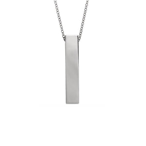 Custom Engravable Vertical Bar Necklace in White, Yellow or Rose Gold - Talisman Collection Fine Jewelers