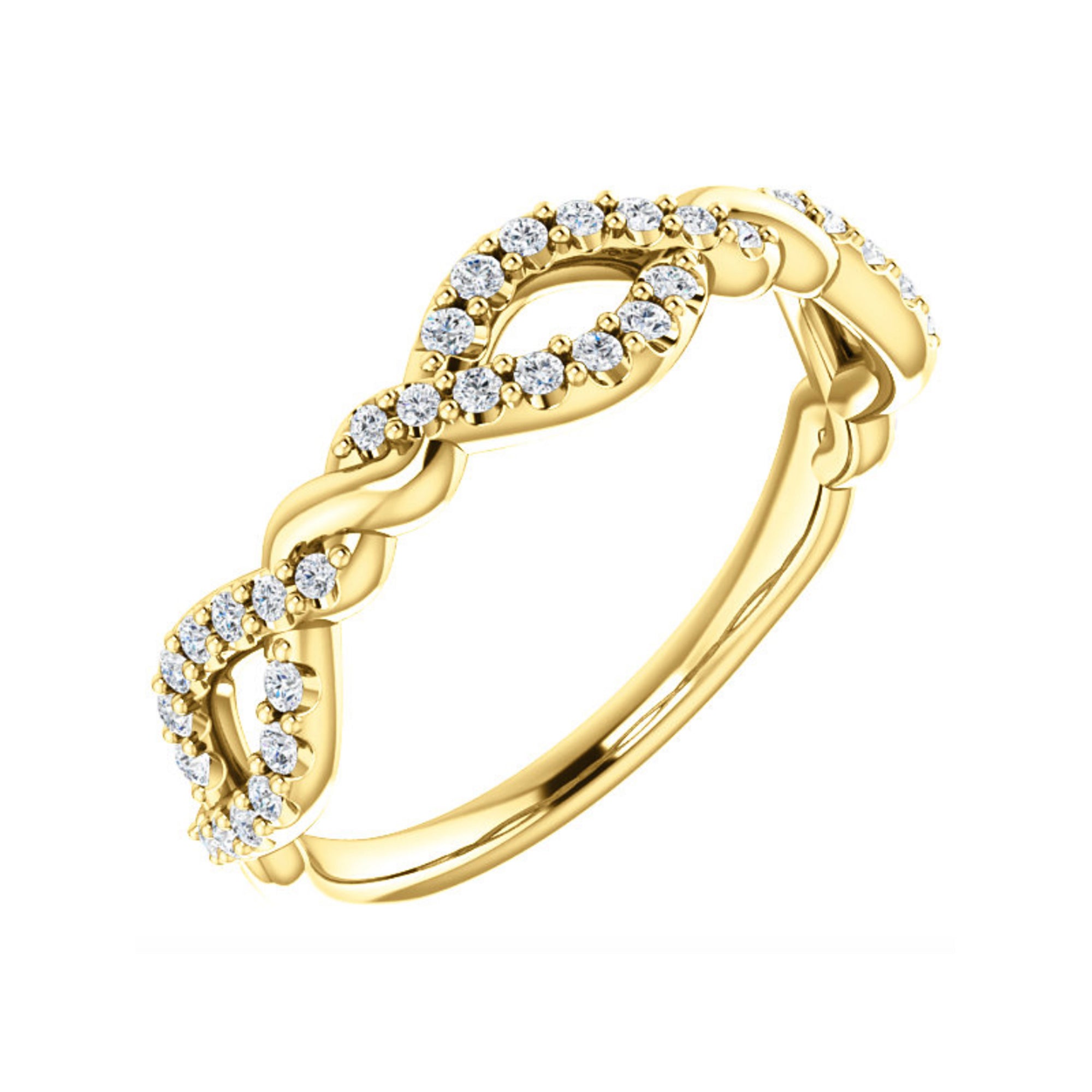 Twisted Diamond Stack Band in White, Yellow or Rose Gold - Talisman Collection Fine Jewelers