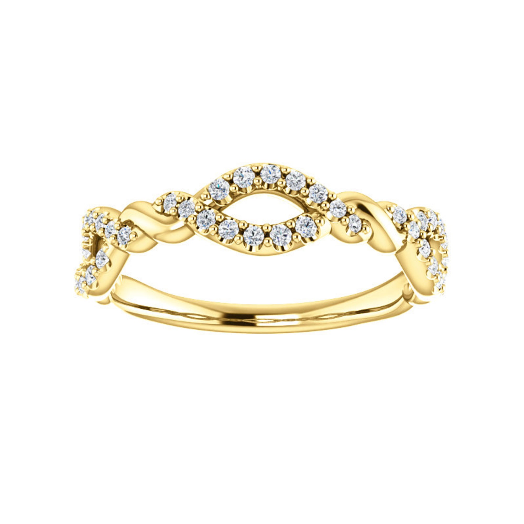 Twisted Diamond Stack Band in White, Yellow or Rose Gold - Talisman Collection Fine Jewelers