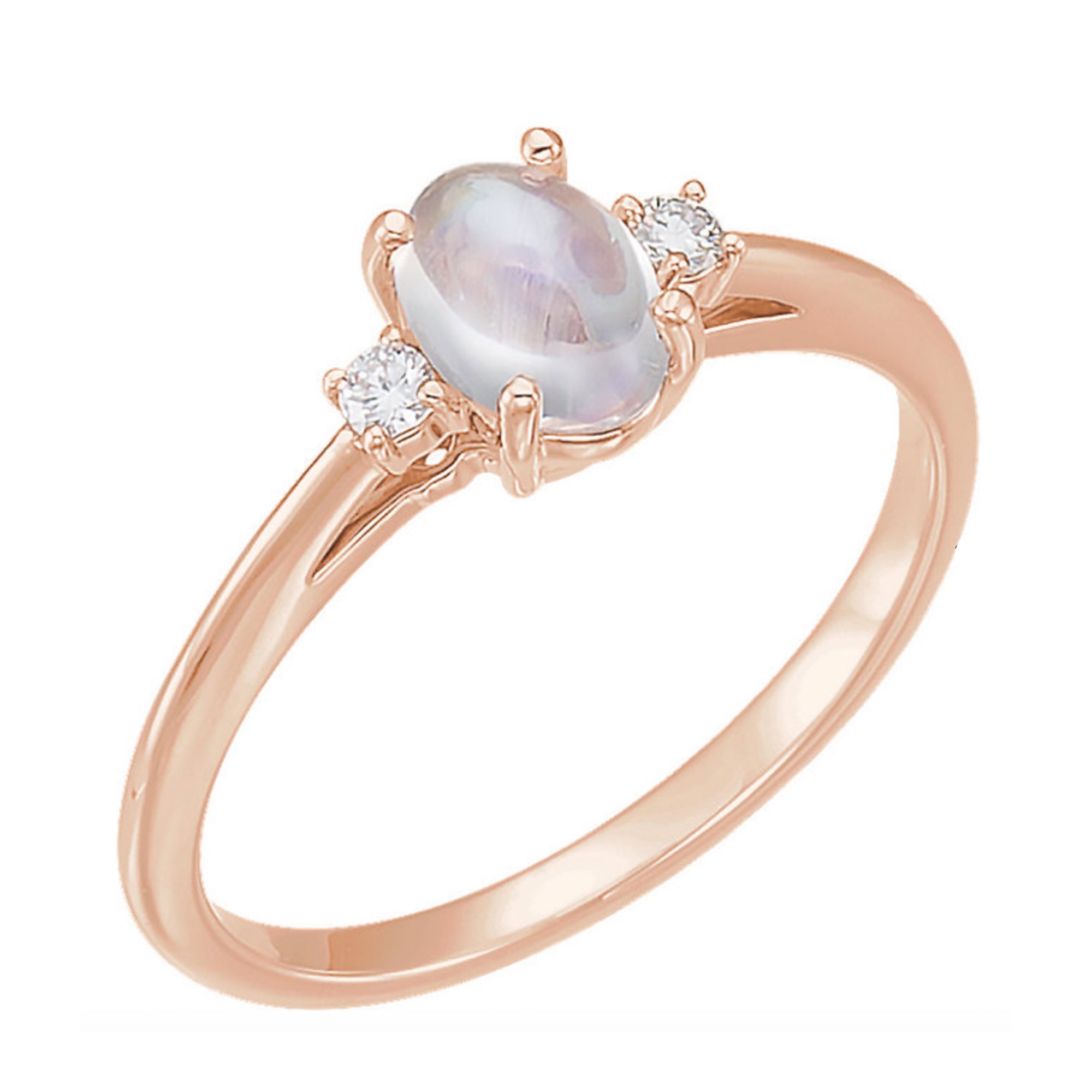 Rainbow Moonstone and Diamond Ring in White, Yellow or Rose Gold - Talisman Collection Fine Jewelers