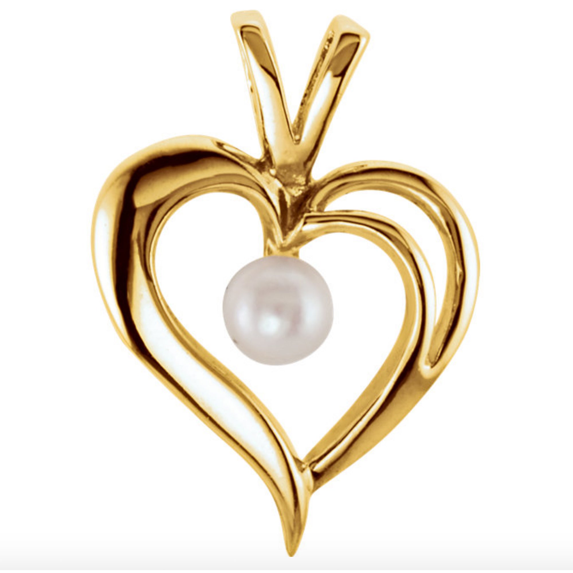 Pearl Heart Necklace in White, Yellow or Rose Gold