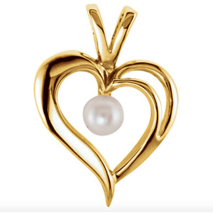 Pearl Heart Necklace in White, Yellow or Rose Gold - Talisman Collection Fine Jewelers