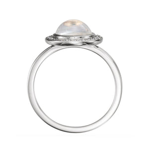 Rainbow Moonstone and Diamond Orbit Ring in White, Yellow or Rose Gold - Talisman Collection Fine Jewelers