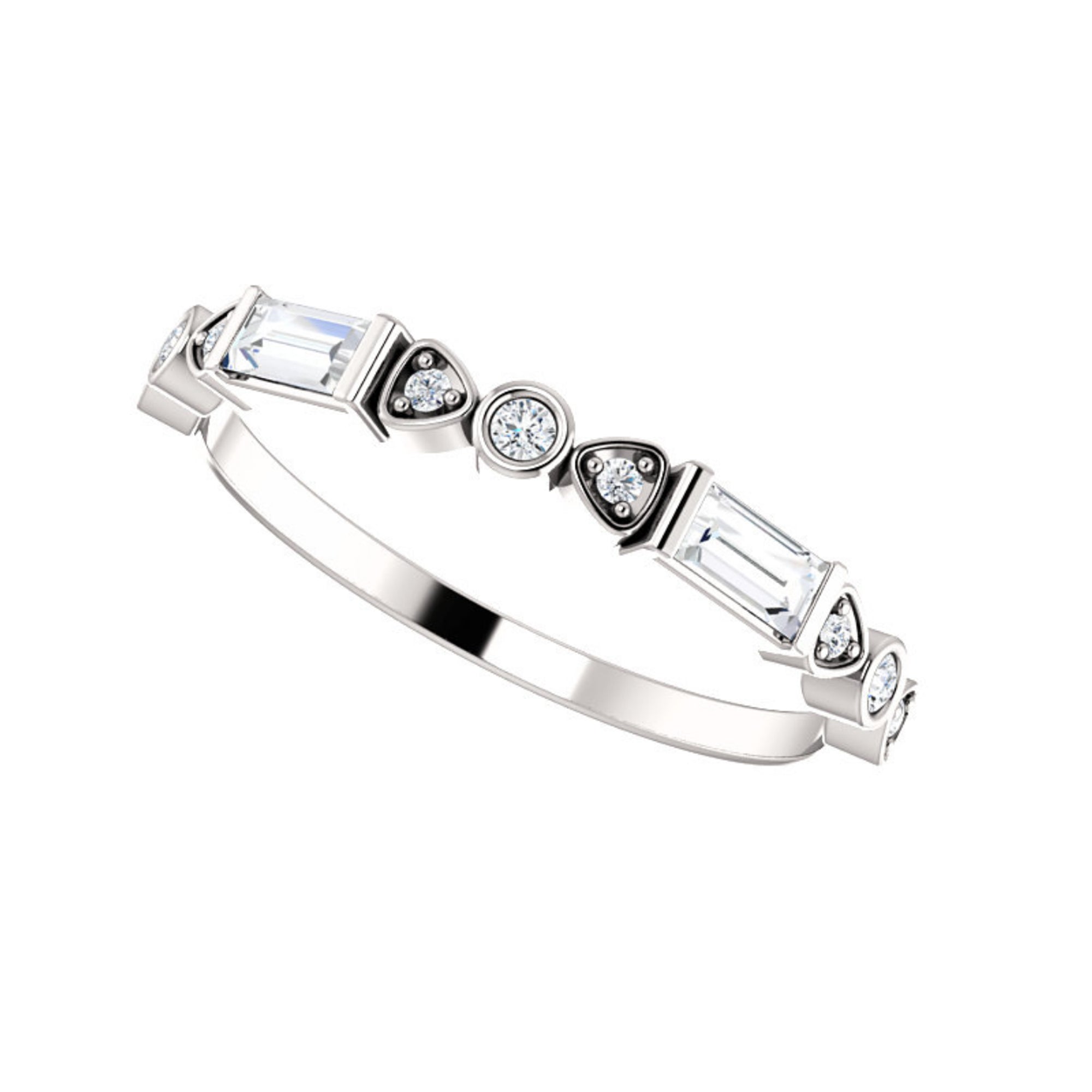 Mixed-Shape Diamond Stack Band in White, Yellow or Rose Gold - Talisman Collection Fine Jewelers