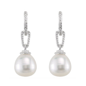 South Sea Pearl and Diamond Earrings - White Gold - Talisman Collection Fine Jewelers