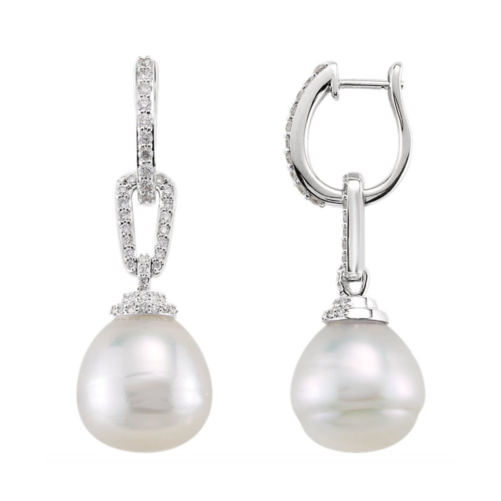 South Sea Pearl and Diamond Earrings - White Gold - Talisman Collection Fine Jewelers