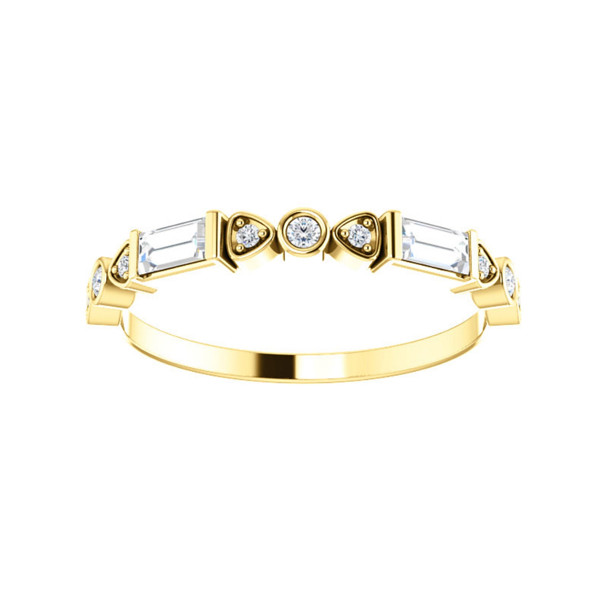 Mixed-Shape Diamond Stack Band in White, Yellow or Rose Gold - Talisman Collection Fine Jewelers