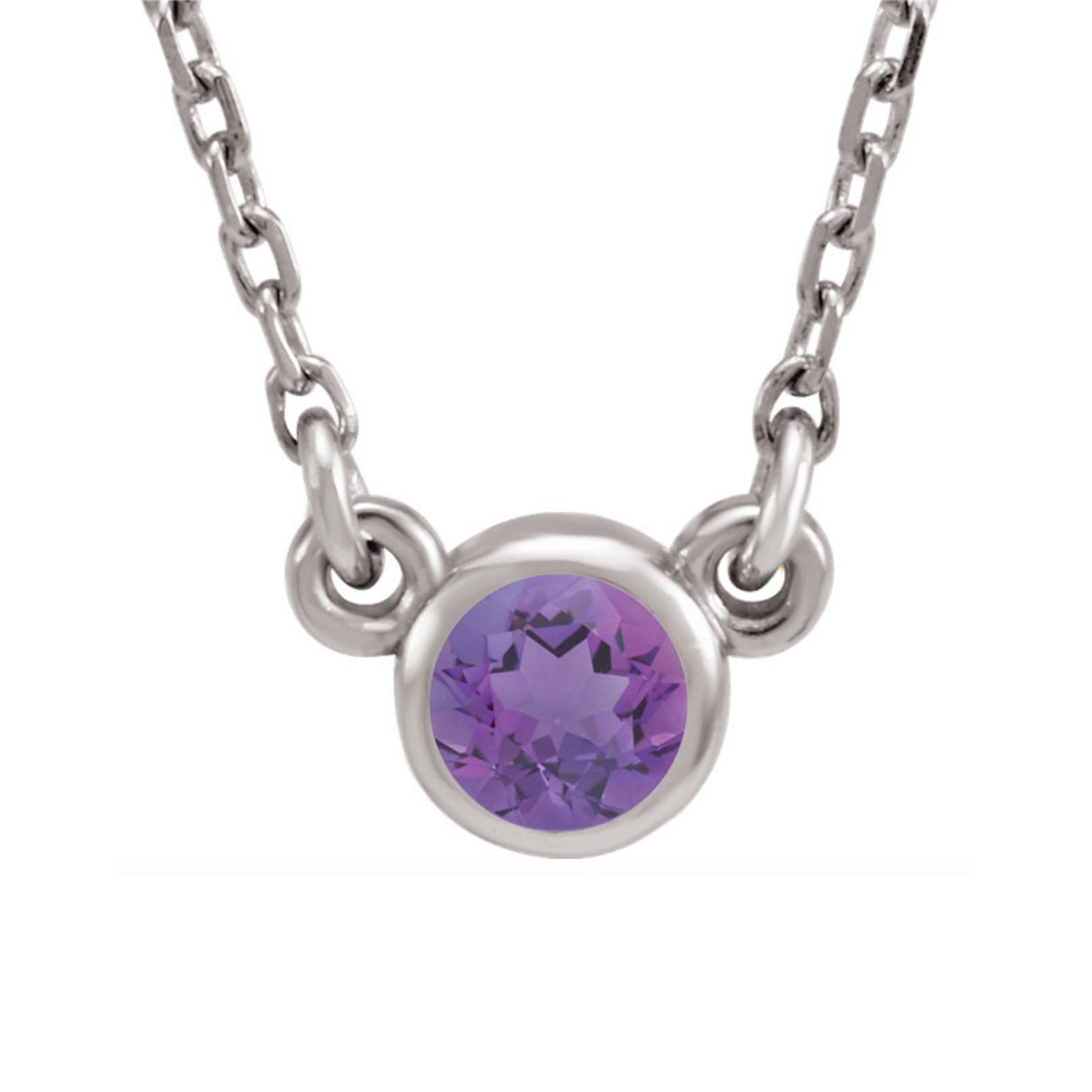 Genuine Gemstone Bezel-Set  Necklace in White, Yellow or Rose Gold - Talisman Collection Fine Jewelers