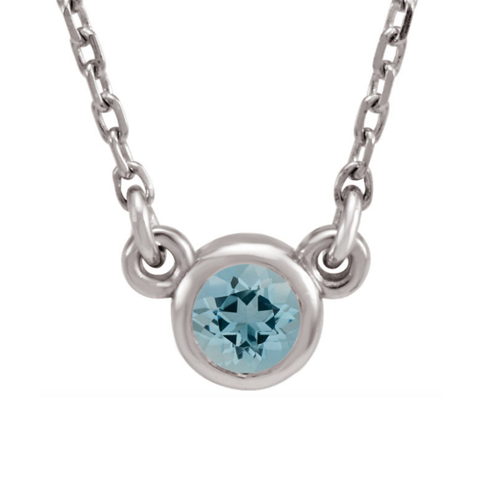 Genuine Gemstone Bezel-Set  Necklace in White, Yellow or Rose Gold - Talisman Collection Fine Jewelers