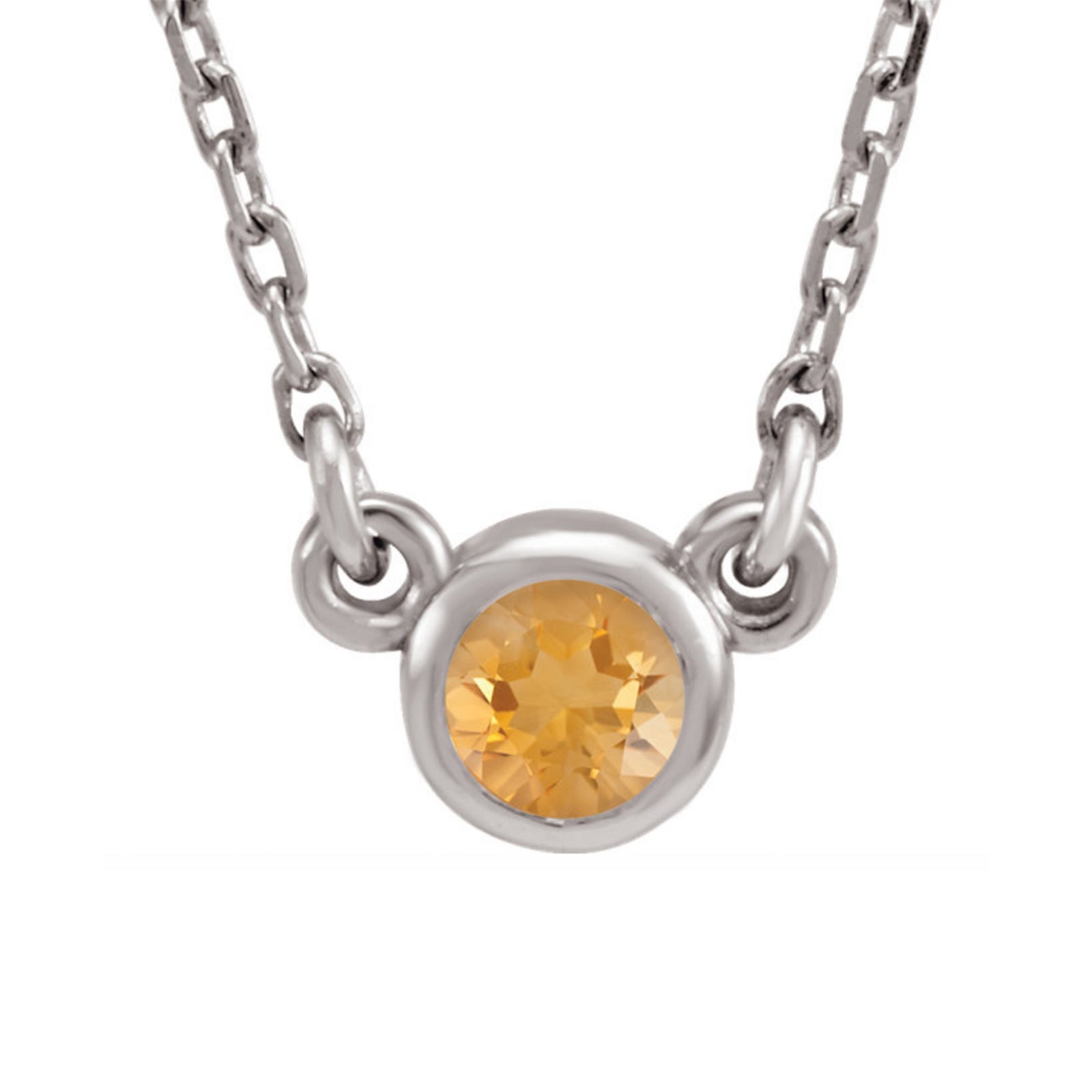 Genuine Gemstone Bezel-Set  Necklace in White, Yellow or Rose Gold - Talisman Collection Fine Jewelers