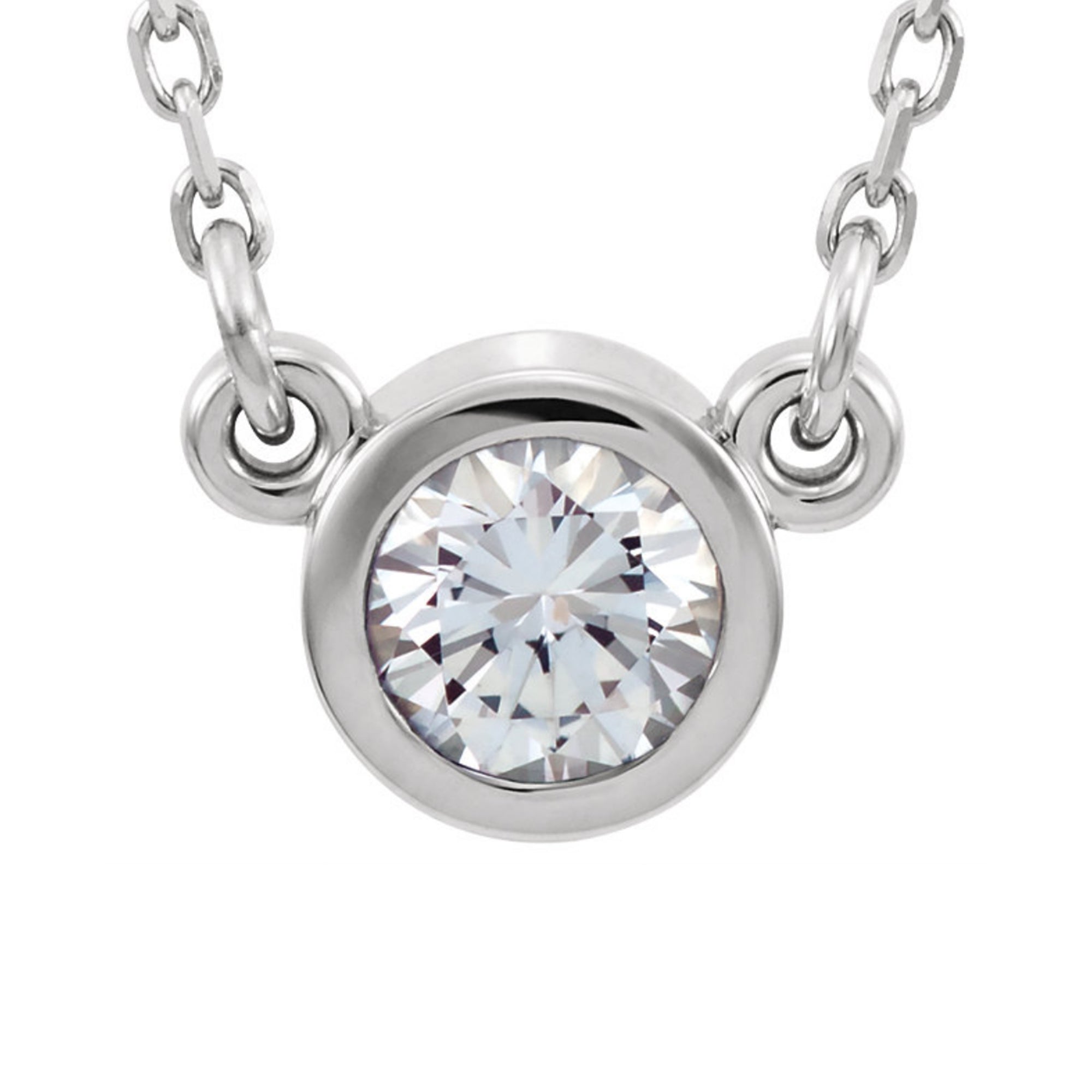 Genuine Gemstone Bezel-Set  Necklace in White, Yellow or Rose Gold - Talisman Collection Fine Jewelers