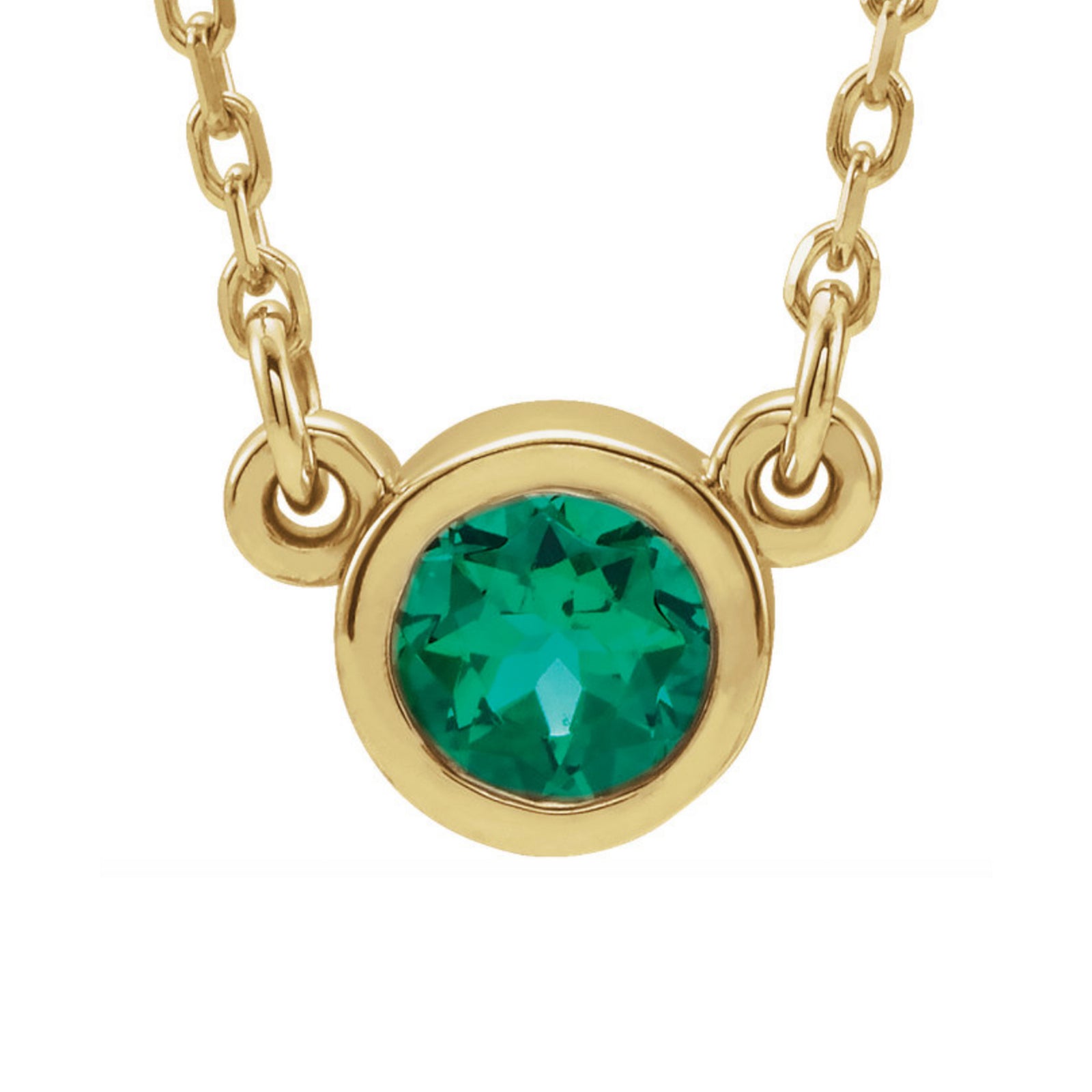 Genuine Gemstone Bezel-Set  Necklace in White, Yellow or Rose Gold - Talisman Collection Fine Jewelers