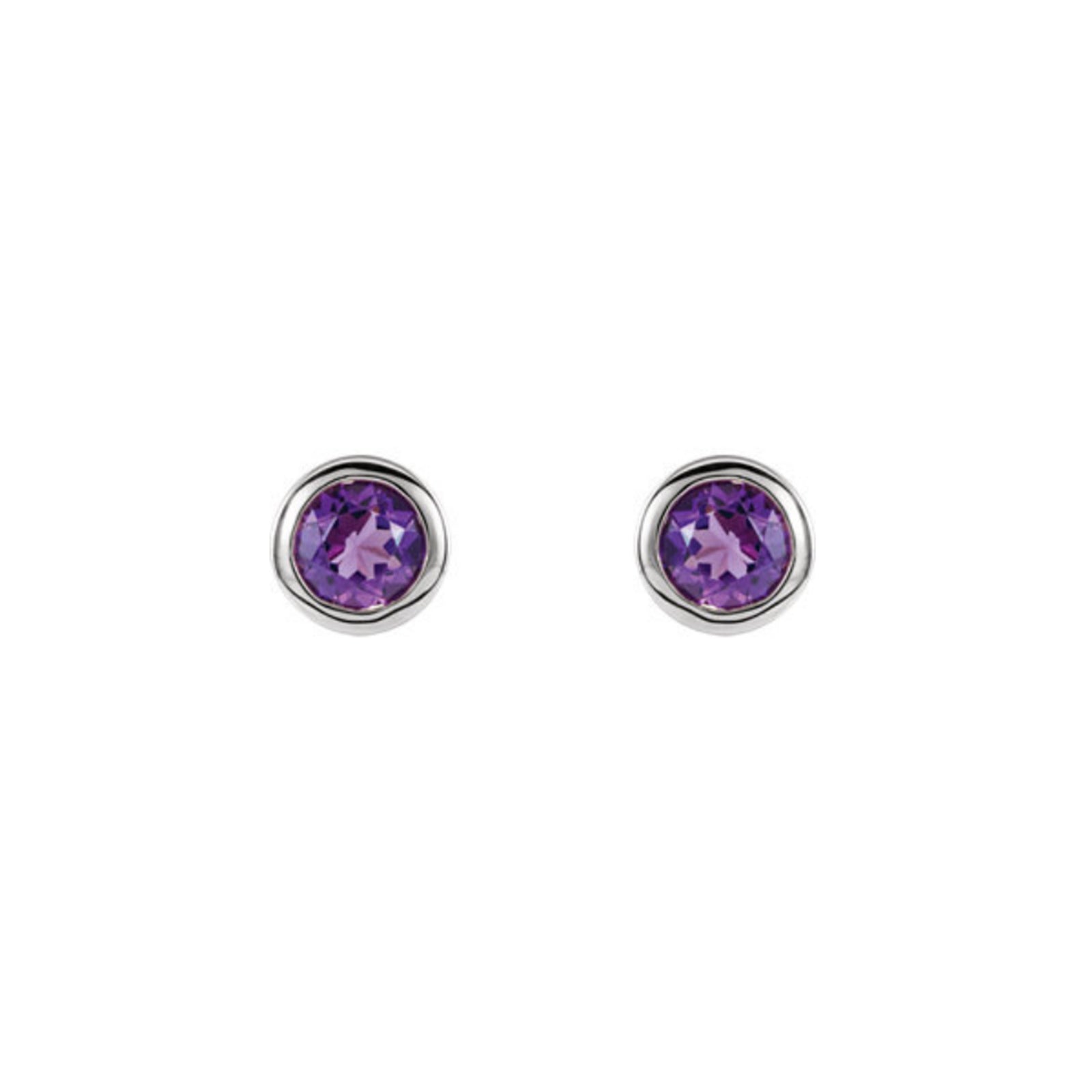 Bezel-Set Genuine Gemstone Stud Earrings in White, Yellow or Rose Gold - Talisman Collection Fine Jewelers
